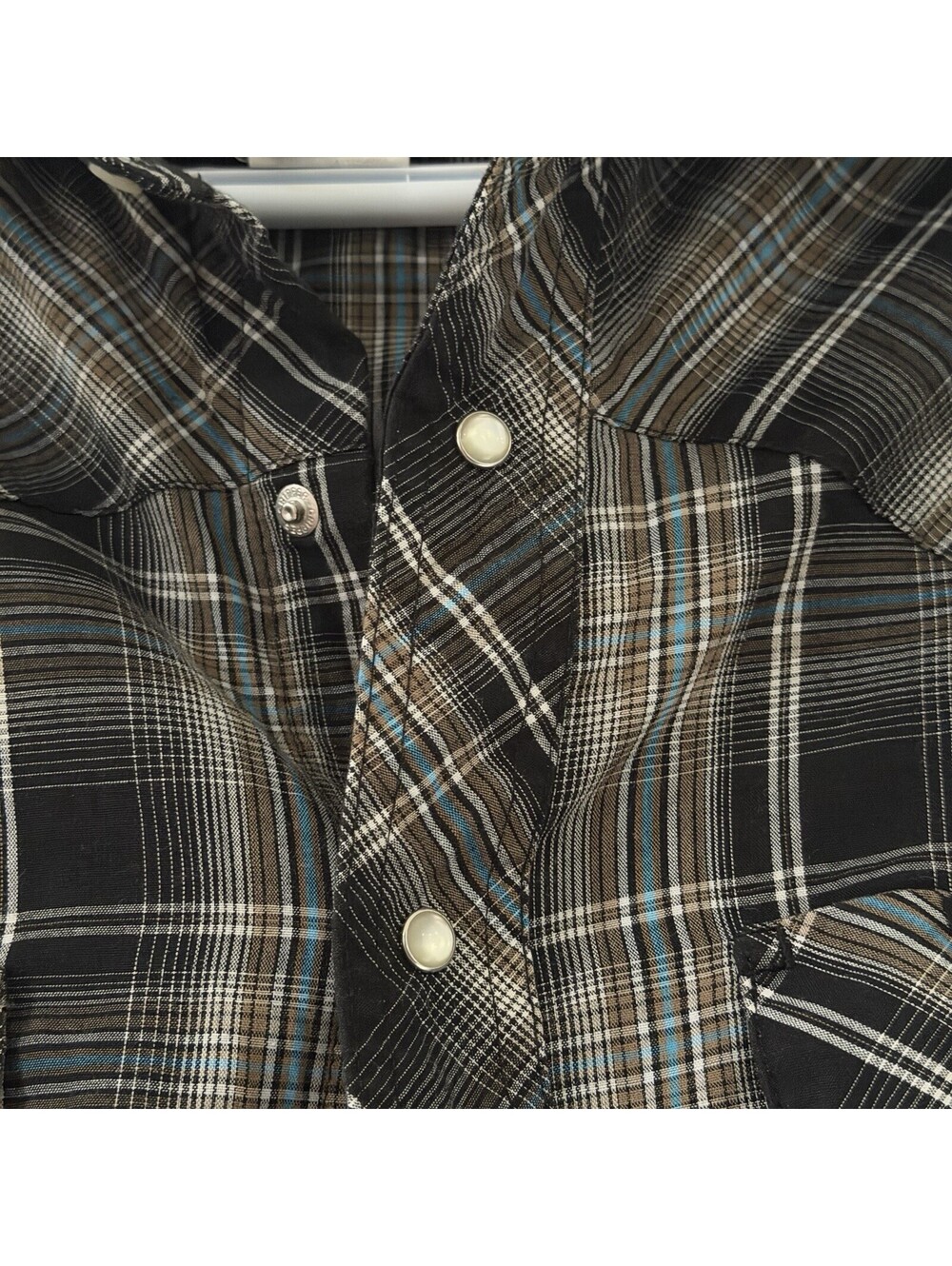 Wrangler Western Snap Shirt Men’s Medium Plaid Pearl Snap Long Sleeve Cowboy - Picture 4 of 7